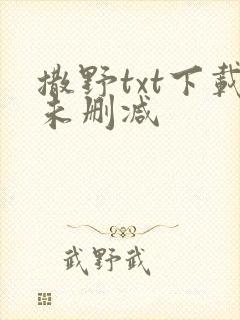 撒野txt下载未删减