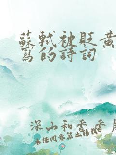 苏轼被贬黄州时写的诗词