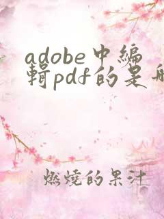 adobe中编辑pdf的是哪个