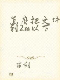 怎么把文件压缩到2m以下