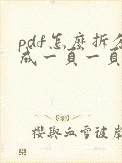 pdf怎么拆分成一页一页的
