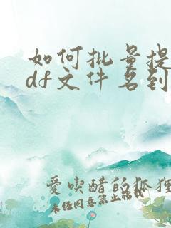 如何批量提取pdf文件名到excel