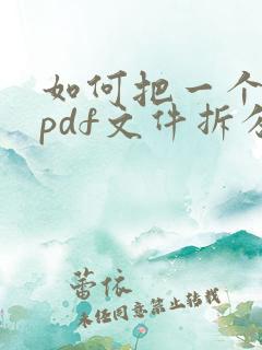 如何把一个大的pdf文件拆分