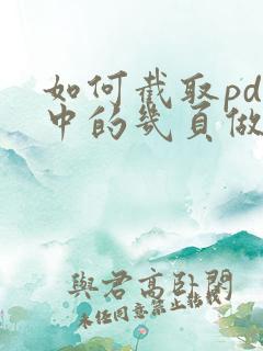 如何截取pdf中的几页做成pdf文件