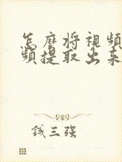 怎么将视频的音频提取出来