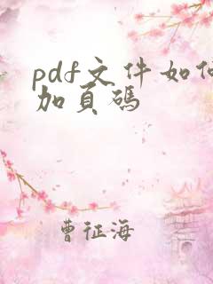 pdf文件如何加页码