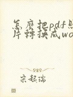 怎么把pdf照片转换成word