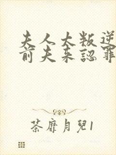 夫人太叛逆总裁前夫来认罪