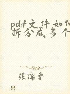 pdf文件如何拆分成多个pdf文件