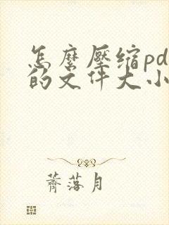 怎么压缩pdf的文件大小