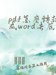 pdf怎么转换成word去底纹