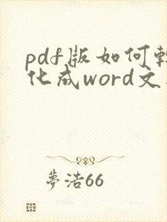 pdf版如何转化成word文档