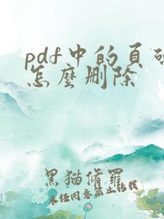 pdf中的页码怎么删除