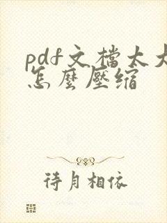 pdf文档太大怎么压缩
