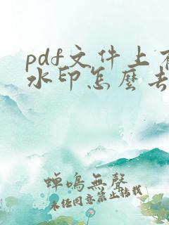 pdf文件上有水印怎么去除