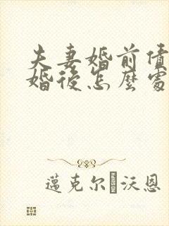 夫妻婚前债务离婚后怎么处理