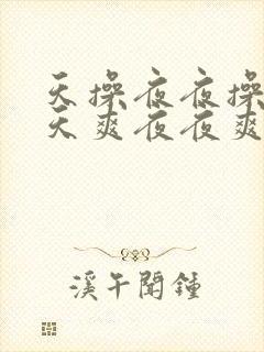天操夜夜操,天天爽夜夜爽夜夜
