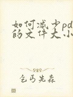 如何减少pdf的文件大小