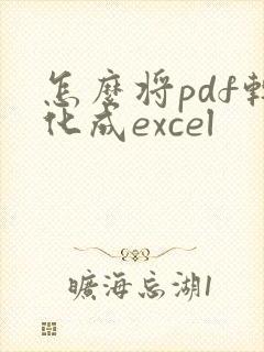 怎么将pdf转化成excel