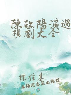 陈政阳演过的电视剧大全