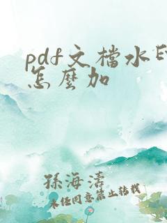 pdf文档水印怎么加