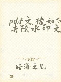 pdf文档如何去除水印文字