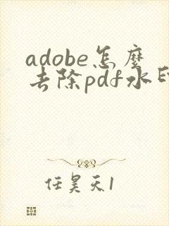 adobe怎么去除pdf水印