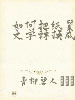 如何把纸质版的文字转换成电子版