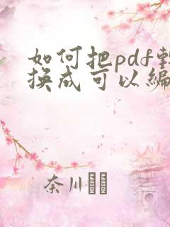 如何把pdf转换成可以编辑的文档