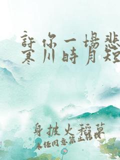 许你一场悲欢傅寒川时月短剧