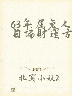 63年属兔人今日偏财运方位