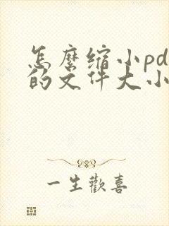 怎么缩小pdf的文件大小