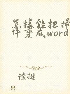 怎样能把扫描文件变成word