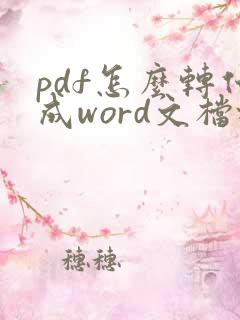pdf怎么转化成word文档格式