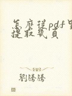 怎么从pdf里提取几页