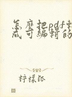 怎么把pdf转成可编辑的word