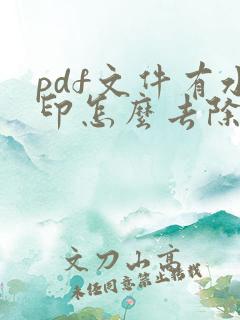 pdf文件有水印怎么去除