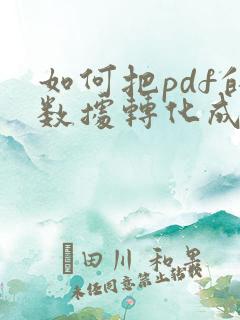 如何把pdf的数据转化成excel