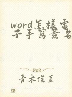 word怎样电子手写签名