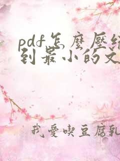 pdf怎么压缩到最小的文件