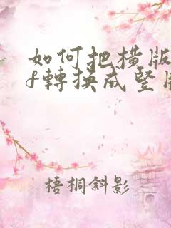 如何把横版pdf转换成竖版