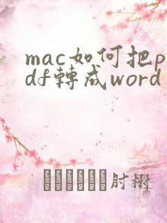mac如何把pdf转成word