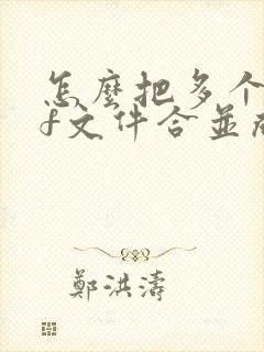 怎么把多个pdf文件合并成一个pdf