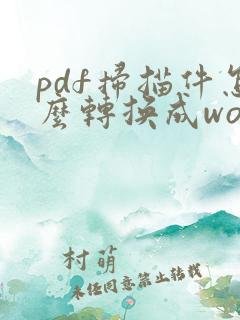 pdf扫描件怎么转换成word文