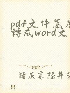 pdf文件怎么转成word文档