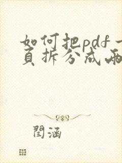 如何把pdf一页拆分成两页