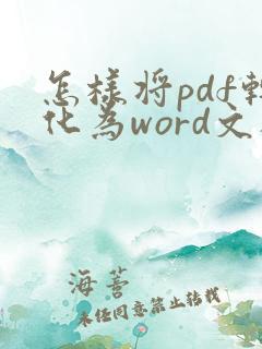 怎样将pdf转化为word文档