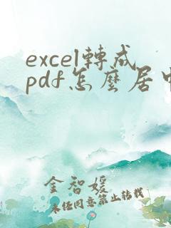 excel转成pdf怎么居中