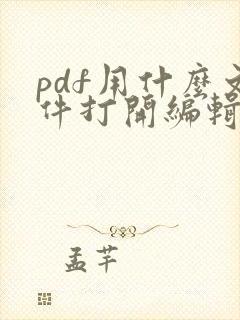 pdf用什么文件打开编辑