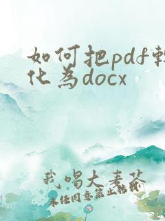 如何把pdf转化为docx
